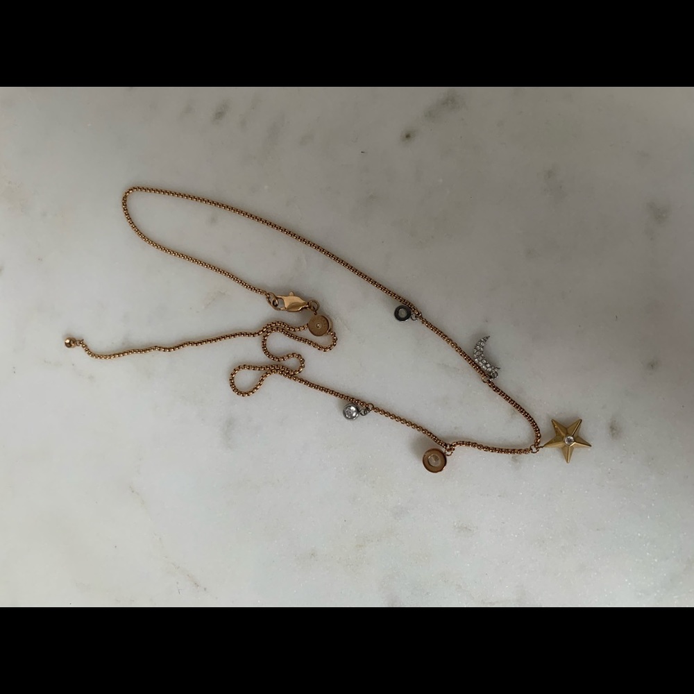 Michael Kors rose gold charm star moon necklace